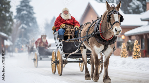 Santa Claus on a sleigh ride