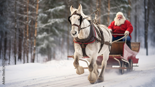 Santa Claus on a sleigh ride