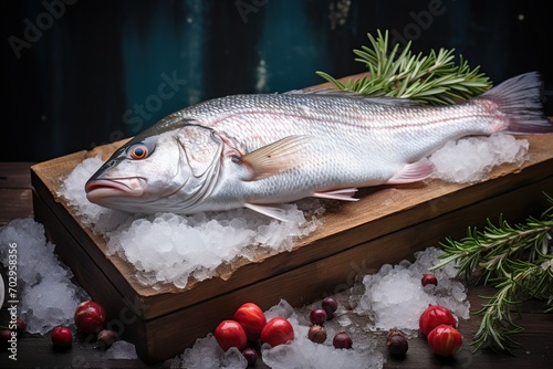 Fresh raw seabass fish photo