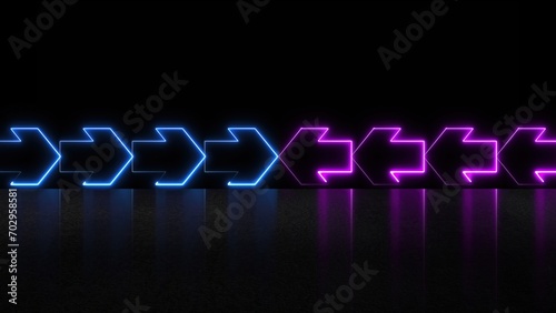 Fotografie Outline neon arrows. Computer generated 3d render