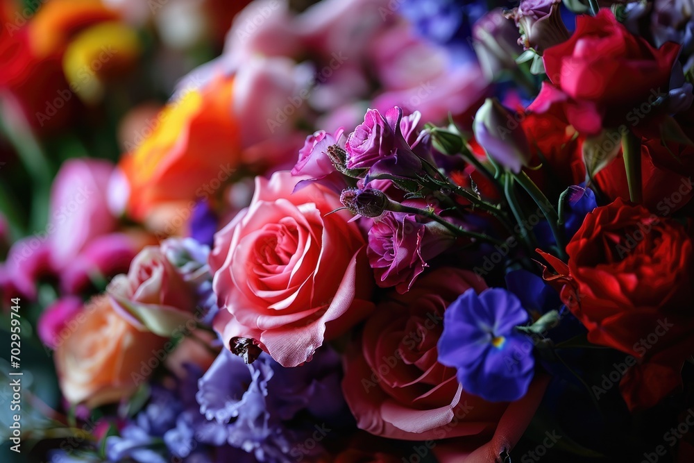 Vibrant floribunda and artificial roses arranged in a stunning still life bouquet, capturing the beauty of nature in a unique and elegant floral design Vibrant floribunda and artificial roses arranged in a stunning still life bouquet, capturing the beauty of nature in a unique and elegant floral design