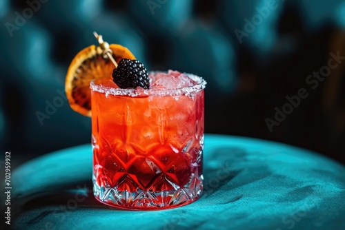 Indulge in the vibrant flavors of a classic cocktail garnished with a juicy slice of orange and served over ice, creating a refreshing and sophisticated blend of campari, cranberry juice, and other m photo