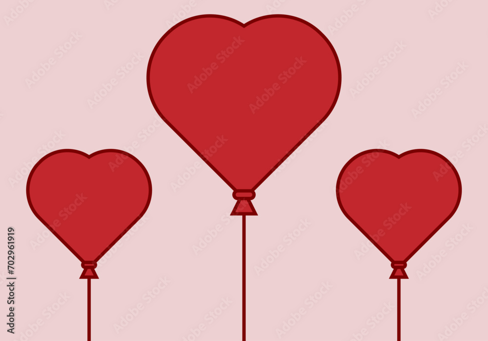 Fondo de globos en forma de corazón de San Valentín. 