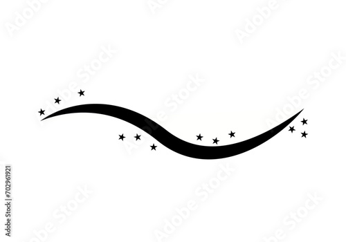Icono negro de la vía láctea y estrellas.
