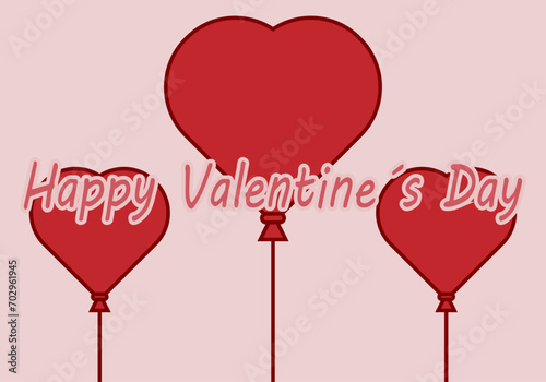 Fondo de globos en forma de corazón de San Valentín. 