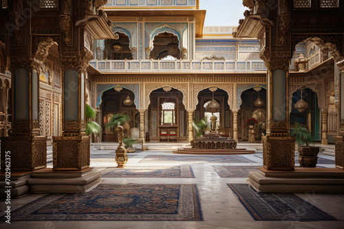 Oriental Palace from the inside  courtyard of a castle in India