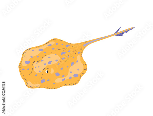 Stingray tail sea fish hand drawn vector illustration photo