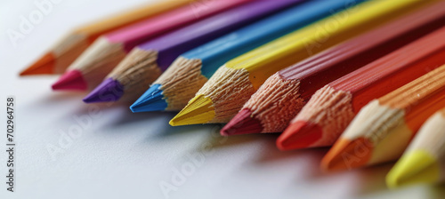 Isolated Colored Pencils in a Neat Lineup
