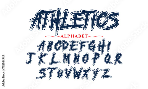 Editable typeface vector. Athletics sport font in american style for football, baseball or basketball logos and t-shirt. photo