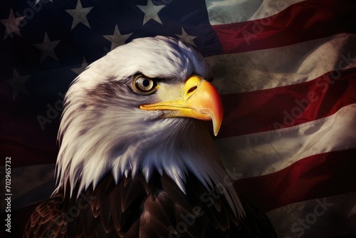 american eagle on the background of the united states of america flag, Let Freedom Ring Bald Eagle, AI Generated