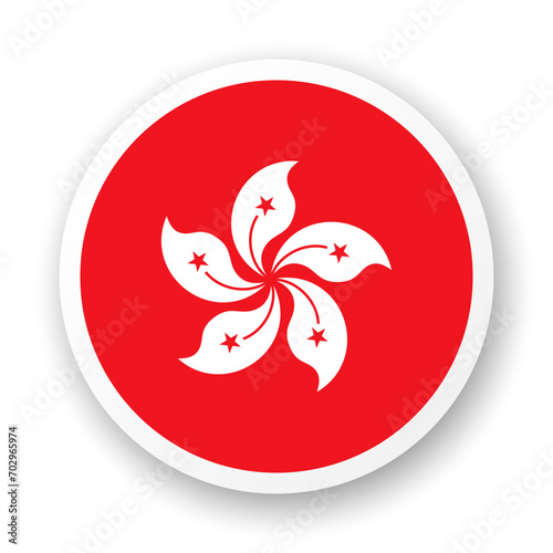 Hong Kong flag flat icon. Round vector element with shadow underneath. Best for mobile apps, UI and web design.