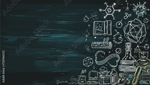 Back to school education banner background. chalk illustration on board. 
