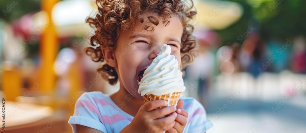 Picture of a child enjoying soft-serve ice cream Picture of a child enjoying soft-serve ice cream