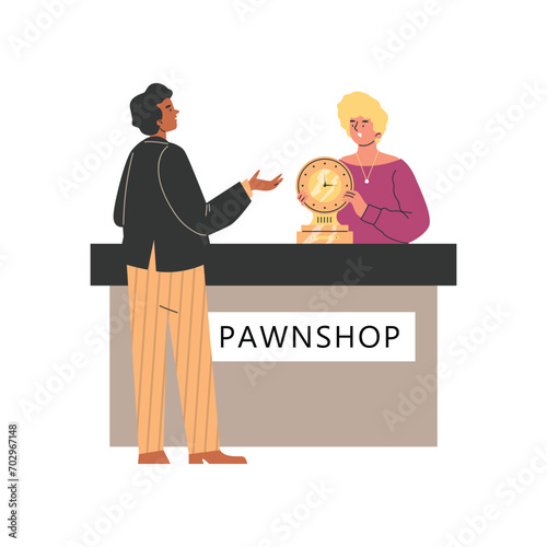 Man bring and sell table clock to pawnshop.
