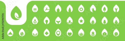 drop water nature plant flat icon logo design vector © devastudios