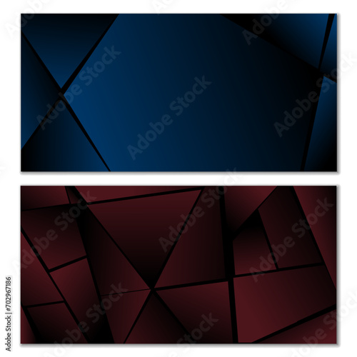 Abstract polygonal pattern. Set of two dark gradient polygonal backgrounds. Background design, cover, postcard, banner, wallpaper