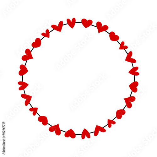 Round frame with hearts icon. Colored silhouette. Front view. Vector simple flat graphic illustration. Isolated object on a white background. Isolate.
