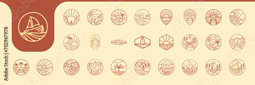 water outdoor line vintage badge icon logo design vector
