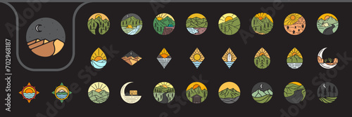 outdoor adventure colorful vintage badge icon logo design vector