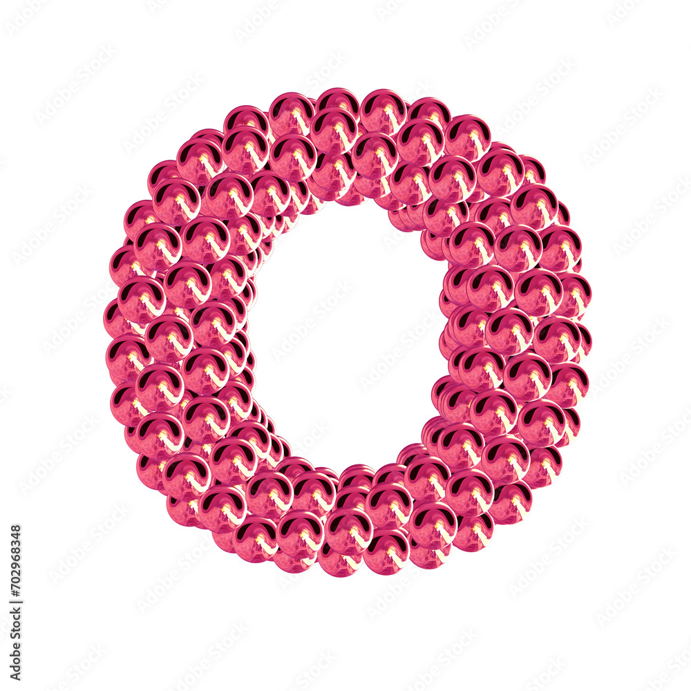Pink symbols from spheres. 3d letter o Pink symbols from spheres. 3d letter o