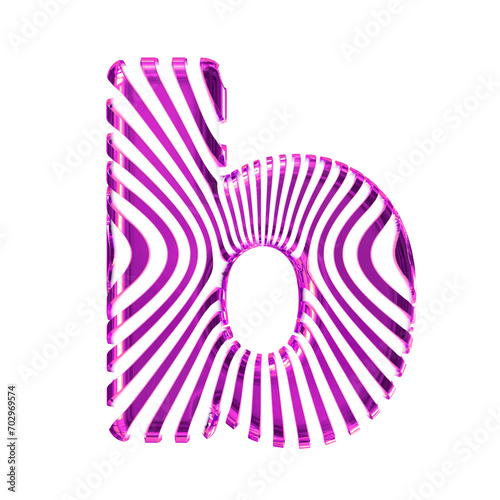 White symbol with ultra thin purple straps. letter b