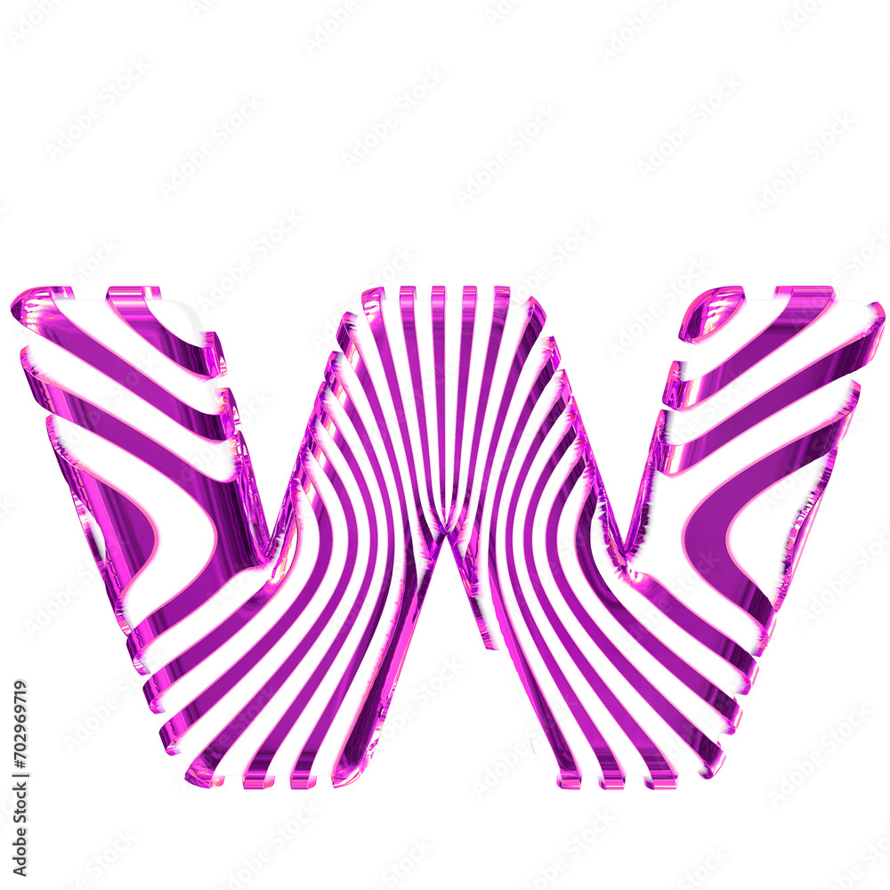 White symbol with ultra thin purple straps. letter w White symbol with ultra thin purple straps. letter w