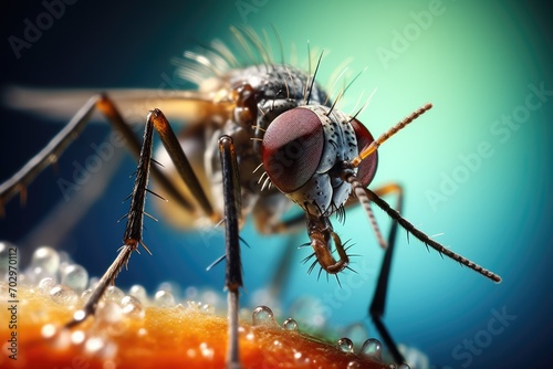 Condylostylus fly on the human body. Macro shot, Microscopic image of a mosquito, AI Generated
