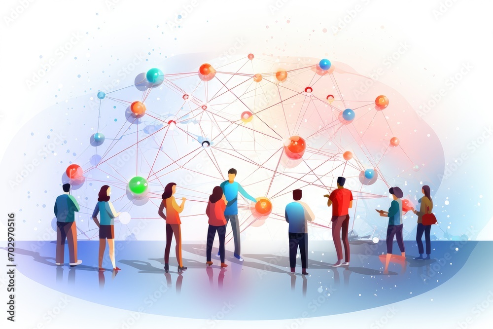Global communication concept with people and network. Vector illustration. Eps 10, Network community, teamwork, and social network concept illustration, AI Generated Global communication concept with people and network. Vector illustration. Eps 10, Network community, teamwork, and social network concept illustration, AI Generated