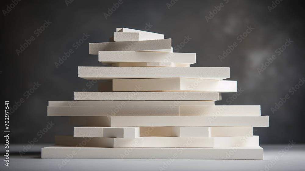 Organized Stacks of Gypsum Boards, Prepared and Ready for Construction Organized Stacks of Gypsum Boards, Prepared and Ready for Construction