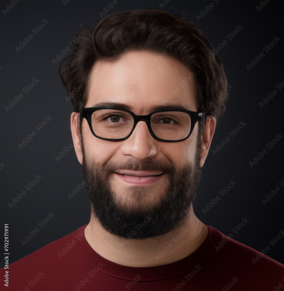 Portrait close up shot of a decent looking happy smiling man isolated in a copy space black background, Profile picture of an employee Portrait close up shot of a decent looking happy smiling man isolated in a copy space black background, Profile picture of an employee