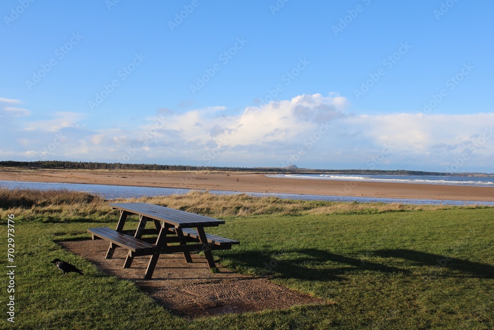 Belhaven Bay, East Lothian, looking towards the Bass Rock. Belhaven Bay, East Lothian, looking towards the Bass Rock.