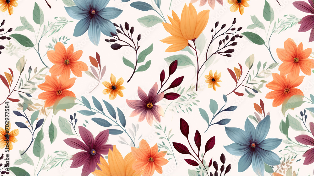 seamless Pattern Pattern of colorful leaves and flowers seamless Pattern Pattern of colorful leaves and flowers