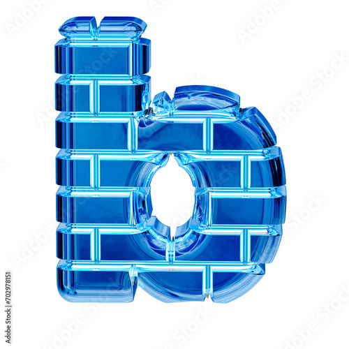 Symbol made of blue ice bricks. letter b