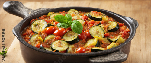 Vegetarian Ratatouille with Zucchini  Tomato Sauce  and Herbs