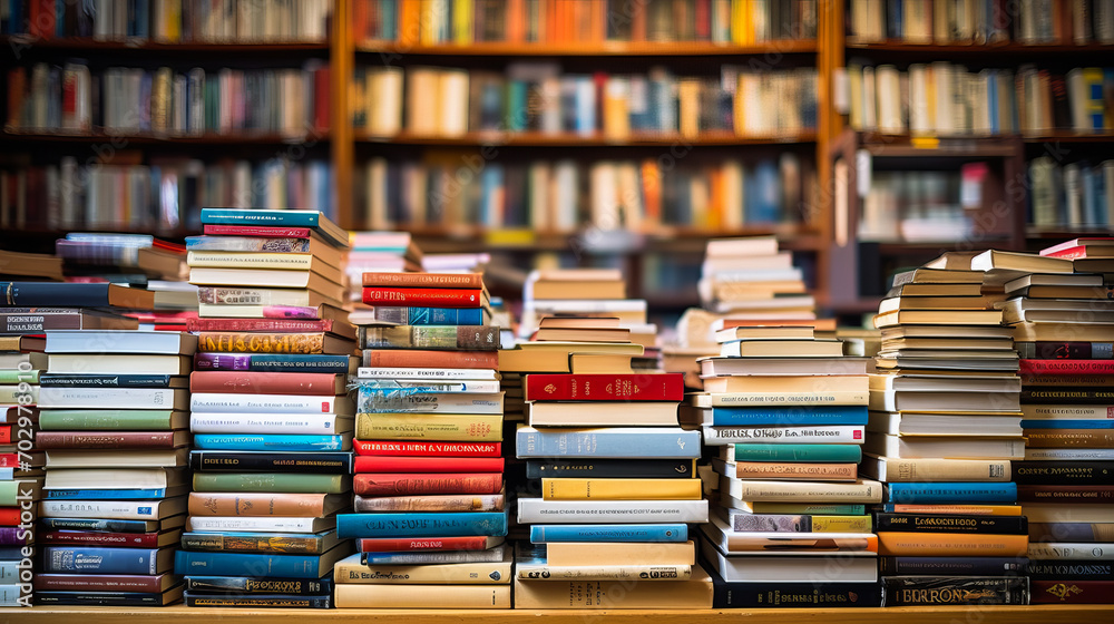 Books displayed in a library indicating various genres. Books displayed in a library indicating various genres.