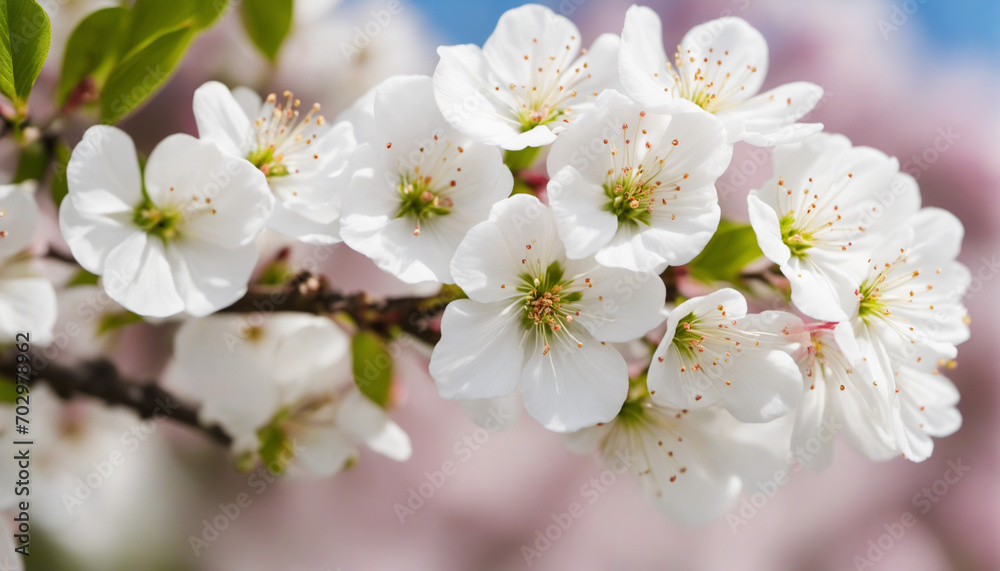 Ethereal white cherry blossoms dance in the gentle spring breeze.