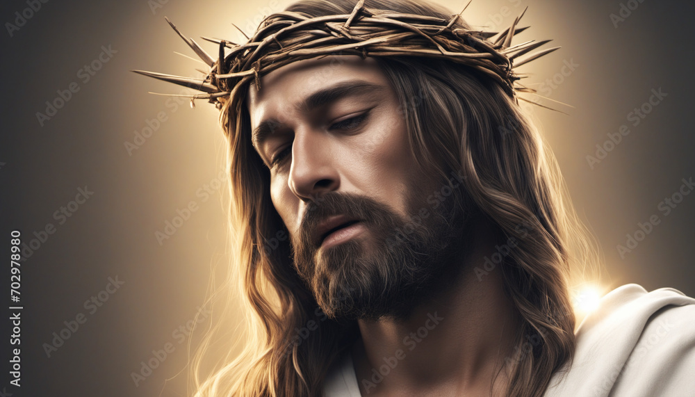 Crown of thorns representing Jesus' sacrifice, cross symbolizing resurrection, on a light background Crown of thorns representing Jesus' sacrifice, cross symbolizing resurrection, on a light background
