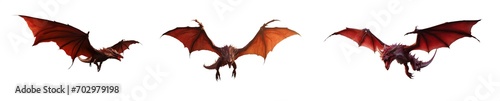 Red fantasy dragon in flight - Pen tool premium cutout - Transparent PNG background - Mythological dragon beast creature in flight with long wings - Brown fantasy dragon in flight photo