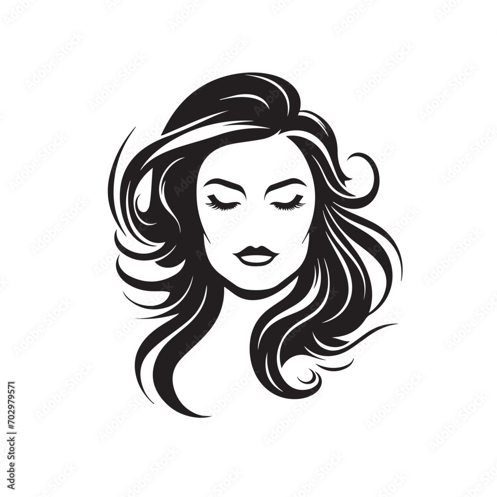Silhouette of a curvy woman as a beauty and fashion logo