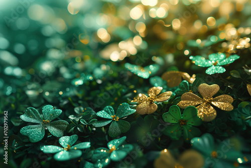 Shamrock green background for Saint Patrick's Day, space for text.