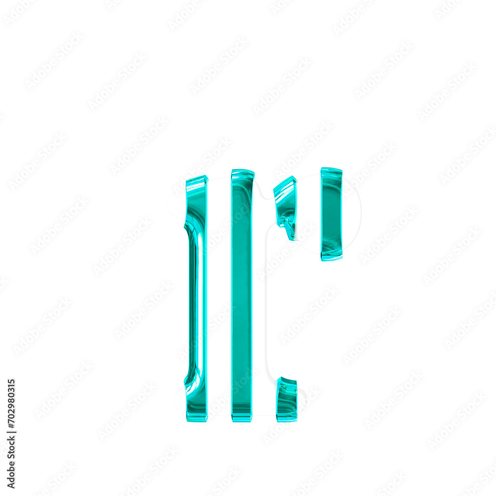 Fototapeta premium White symbol with thin turquoise vertical straps. letter r