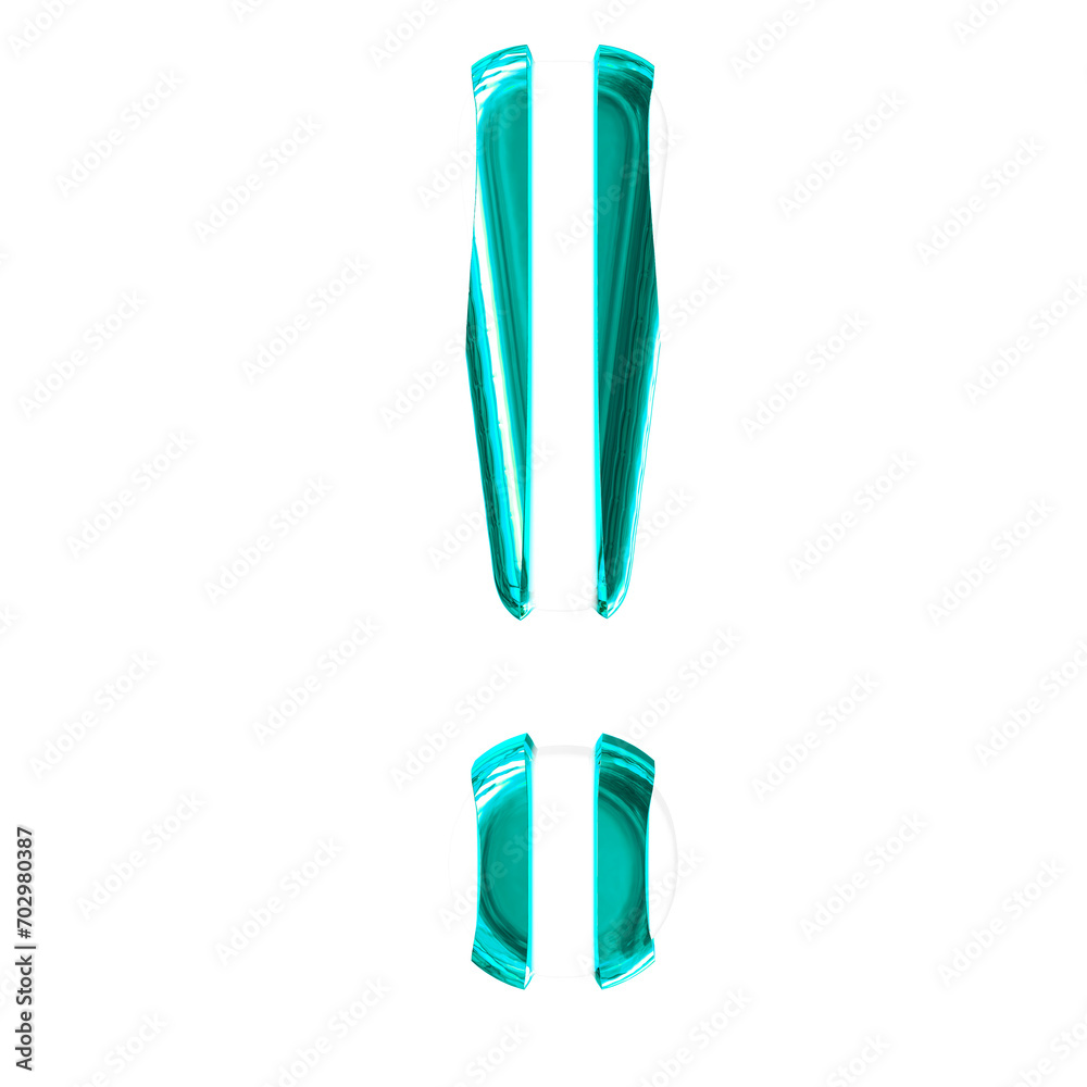 White symbol with thin turquoise vertical straps White symbol with thin turquoise vertical straps