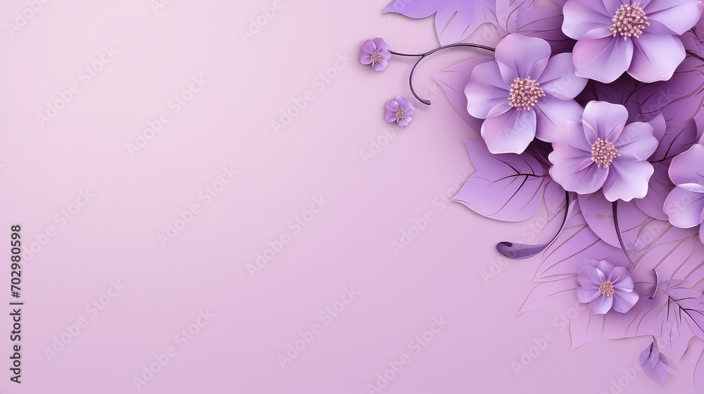 Beautiful spring flowers on violet background, Mother's Day background
