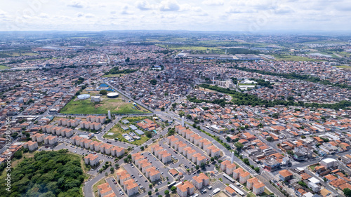 Aerial view of the city of Hortolândia and Sumaré, in São Paulo, Brazil.