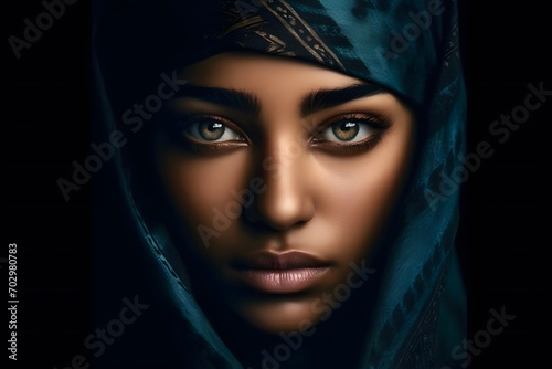 Beautiful Berber tribe woman portrait. Neural network AI generated art