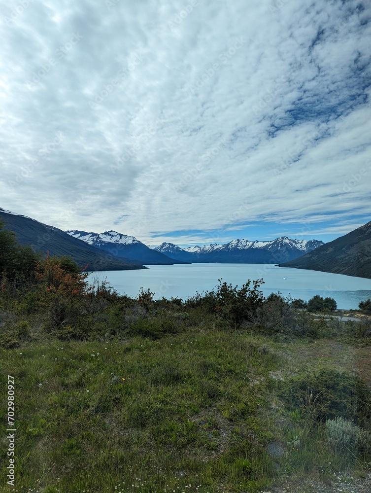 Lago Argentino landscape on cloudy day