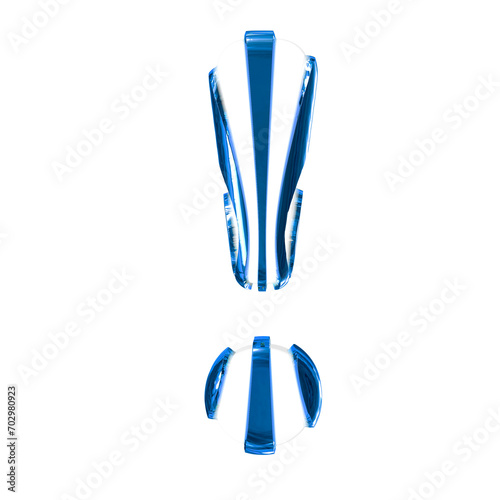 White symbol with blue thin straps