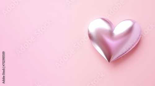 Mother's day background. Silver heart on pink background.