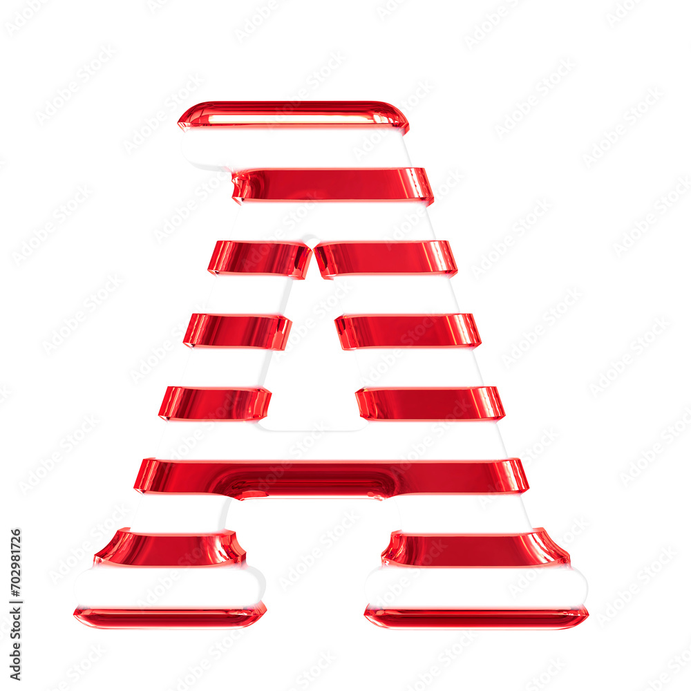 White symbol with thin red horizontal straps. letter a White symbol with thin red horizontal straps. letter a