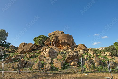 The ruins of the Temple of Olympian Zeus in the Valley of the Temples, in Acragas, an ancient Greek city in Sicily, Italy. Agrigento. photo